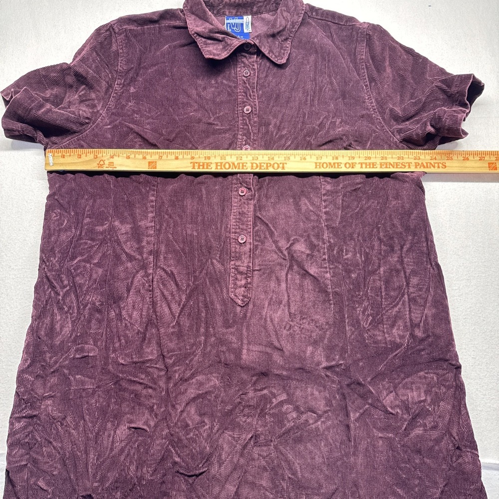 Venezia Jeans Clothing Co Womens Burgundy Corduroy Shirt Dress Sz 20 - Picture 2 of 7